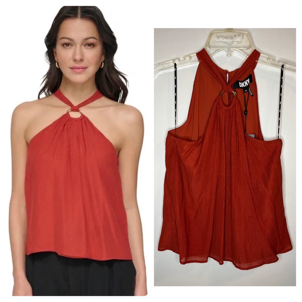 DKNY halterneck georgette blouse NWT